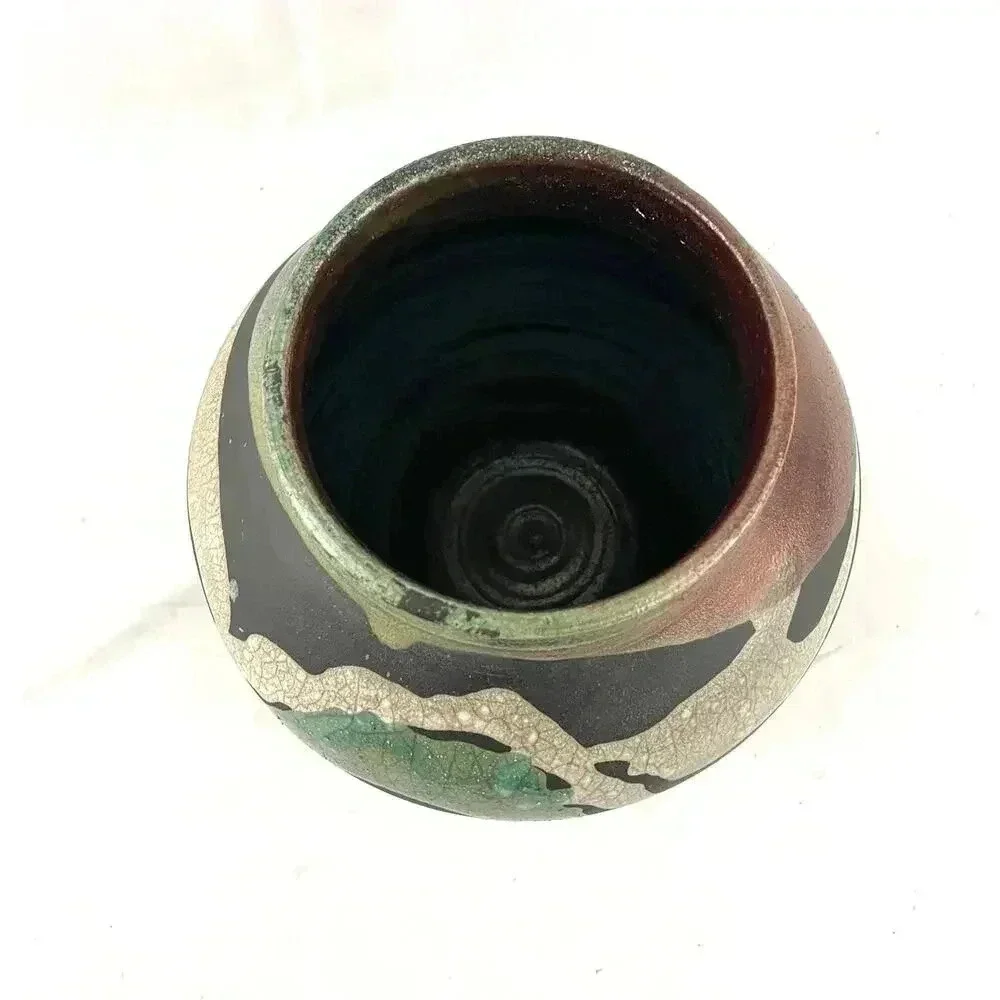 VTG Pottery Vase Abstract‎ Handmade Art Unique 7.5
